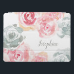 Cubierta Para iPad Pro Pintura personalizada de las flores de color de ag<br><div class="desc">Personalice esta cubierta de tableta con mis flores de color agua estilo boho. Rosas en tonos grises y rosas suaves. Proteja su tablet con un diseño único y de moda.</div>