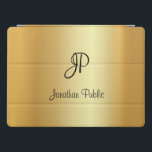Cubierta Para iPad Pro Plantilla de oro elegante de monograma manuscrito<br><div class="desc">Monograma manuscrito Elegante Planta Dorada Funda moderna para iPad Pro,  estuches y cubiertas para iPad.</div>