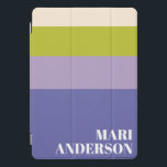 Cubierta Para iPad Pro Rayas moradas y verdes Nombre personalizado modern<br><div class="desc">Proteja su tecnología con estilo con esta funda para iPad personalizada Cute Purple y Green Stripes. Con un diseño de rayas lúdicas en violeta y verde, esta cubierta le da un toque de personalidad a su iPad mientras lo mantiene moderno y divertido. Perfecto para estudiantes, profesionales o cualquier persona que...</div>