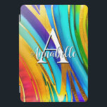 Cubierta Para iPad Pro Resumen de los movimientos de color de arte modern<br><div class="desc">Este moderno diseño de portada para iPad de arte abstracto es llamativo y hace una verdadera declaración con sus ricos colores y texturas de joyas,  entrelazados con un falso metal dorado. Viviente e impresionante. Añadir un nombre y un inicial para personalizarlo. Creado por Simply Farmhouse Press.</div>