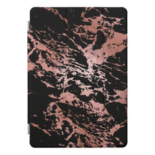 Cubierta Para iPad Pro Rosa de cobre de la piedra negra de mármol Resumen