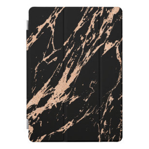 Cubierta Para iPad Pro Rosa de cobre de piedra negra de mármol sacude met