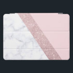 Cubierta Para iPad Pro rosa de mármol blanco del purpurina color de rosa<br><div class="desc">Falso purpurina color de rosa geométrico elegante y elegante del oro,  mármol blanco y bloque rosado del color.</div>