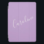 Cubierta Para iPad Pro Script Lilac Purple Color sólido Nombre personaliz<br><div class="desc">Cuto Script Lilac Color sólido púrpura Nombre personalizado cubierta iPad Pro</div>