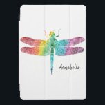 Cubierta Para iPad Pro Silueta magnífica de la libélula de la acuarela<br><div class="desc">La silueta magnífica de la libélula de la acuarela del arco iris personalizó la cubierta de la tableta para Ipad o Kindle. Arco iris de colores en la acuarela,  silueta de la libélula.  Añada el nombre para personalizar. www.SamAnnDesigns.com</div>