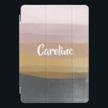 Cubierta Para iPad Pro Tiras de color de Ombre abstracto en lino seco<br><div class="desc">Un diseño sencillo y moderno de pinceladas acuarelas en una paleta de colores mudos y bonitos de gris,  oro y rubor,  personalizado con tu nombre.</div>