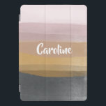 Cubierta Para iPad Pro Tiras de color de Ombre abstracto en lino seco<br><div class="desc">Un diseño sencillo y moderno de pinceladas acuarelas en una paleta de colores mudos y bonitos de gris,  oro y rubor,  personalizado con tu nombre.</div>