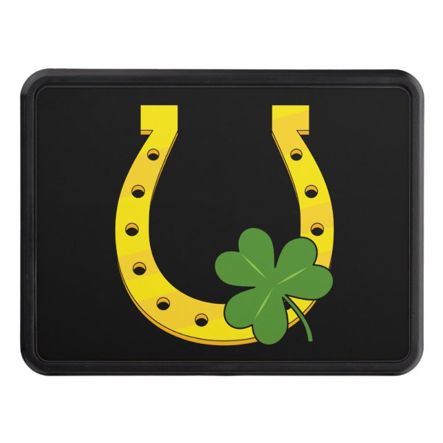Cubierta Para Remolque Afortunado Horseheno de Oro con Shamrock en negro (Anverso)