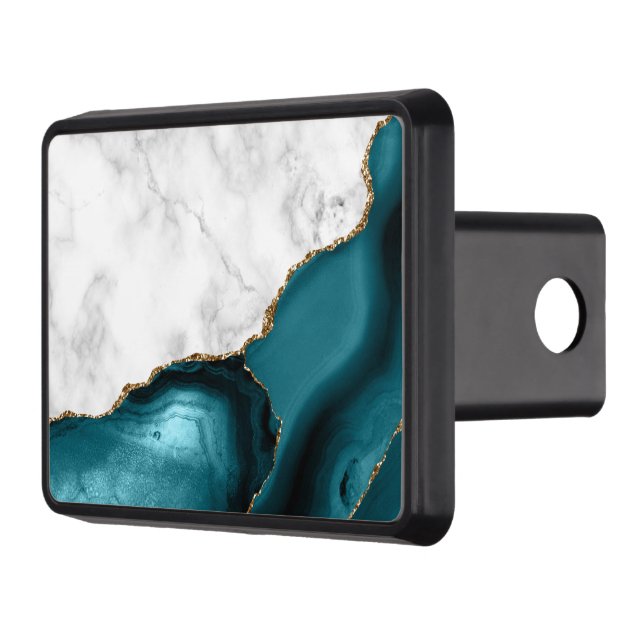 Cubierta Para Remolque Agante azul Verde azulado dorado de mármol blanco (Izquierda)