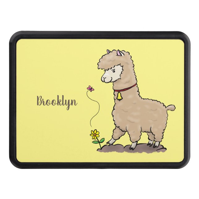 Cubierta Para Remolque Alpaca feliz con personalizado de mariposa (Anverso)