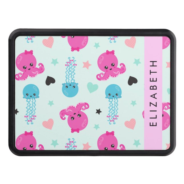 Cubierta Para Remolque Animales marinos, pulpo, medusas, corazón, tu nomb (Anverso)