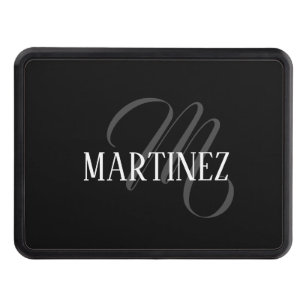 Cubierta Para Remolque Apellido personalizado elegante negro   Nombre