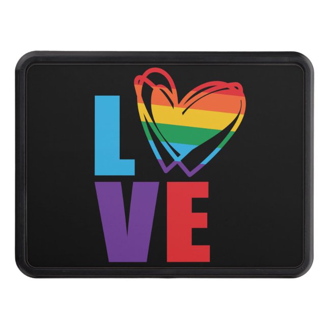 Cubierta Para Remolque Apoyo a Rainbow Love Heart LGBTQ (Anverso)