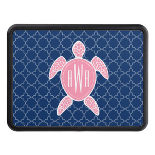 Cubierta Para Remolque Azul rosado con monograma Quatrefoil de la tortuga