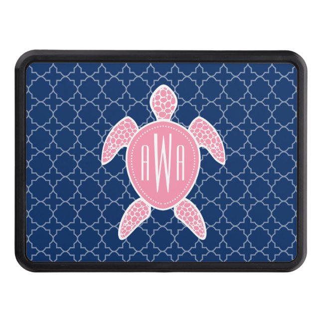 Cubierta Para Remolque Azul rosado con monograma Quatrefoil de la tortuga (Anverso)