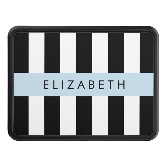 Cubierta Para Remolque Bandas en blanco y negro, rayas, líneas, nombre (Anverso)