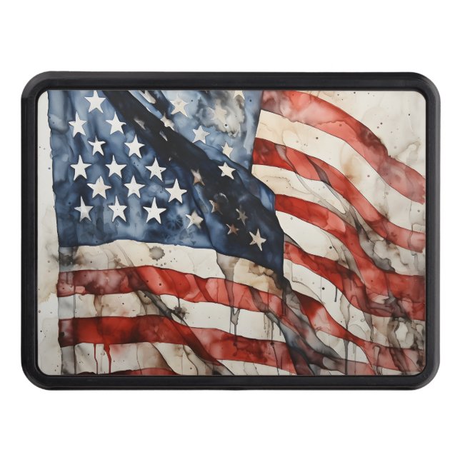 Cubierta Para Remolque Bandera de acuarela patriótica estadounidense (Anverso)
