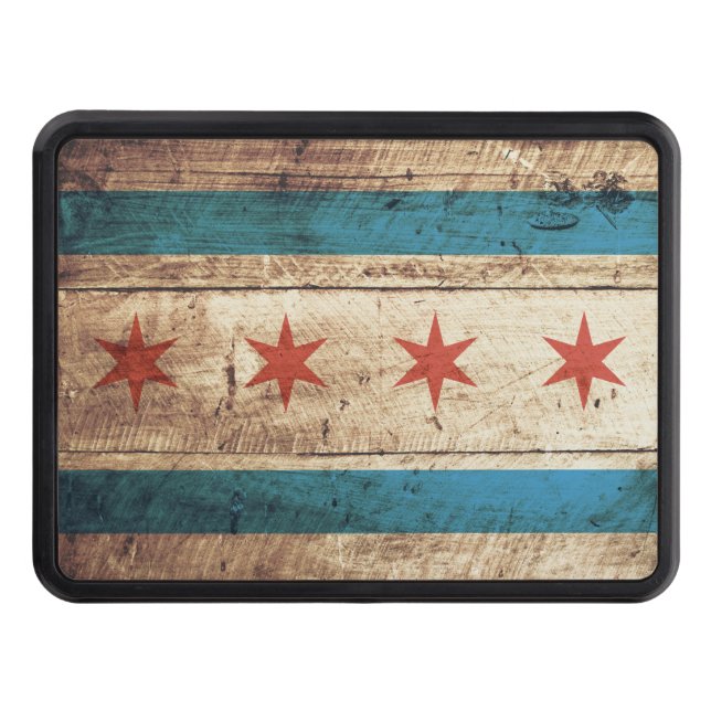 Cubierta Para Remolque Bandera de Chicago en grano de madera viejo (Anverso)