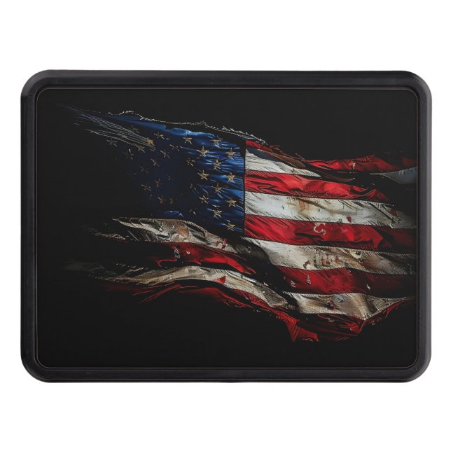 Cubierta Para Remolque Bandera estadounidense patriótica, deshilachada y  (Anverso)
