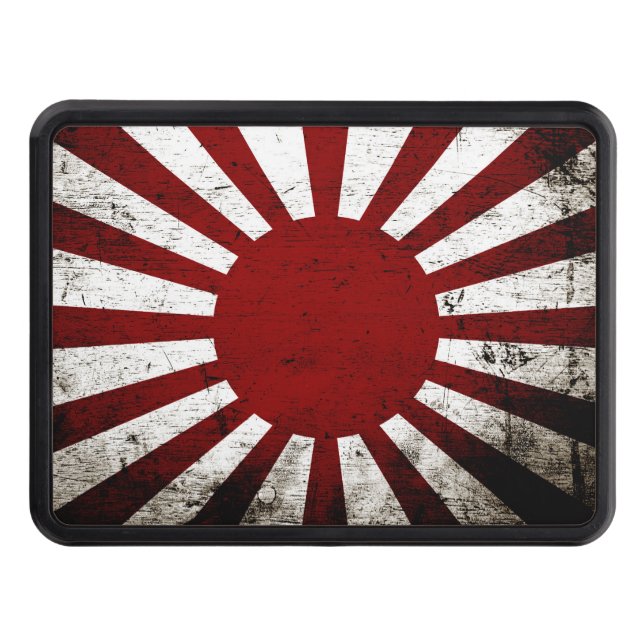 Cubierta Para Remolque Bandera negra del sol naciente de Japón del Grunge (Anverso)