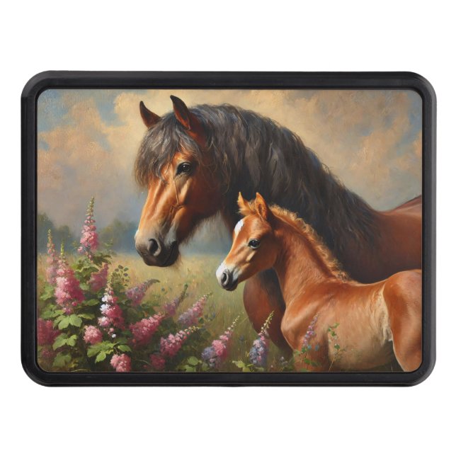 Cubierta Para Remolque Bay Mare con pintura de Foal Wildflowers (Anverso)