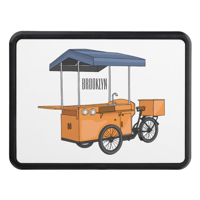 Cubierta Para Remolque Bike food cart cartoon illustration  (Anverso)