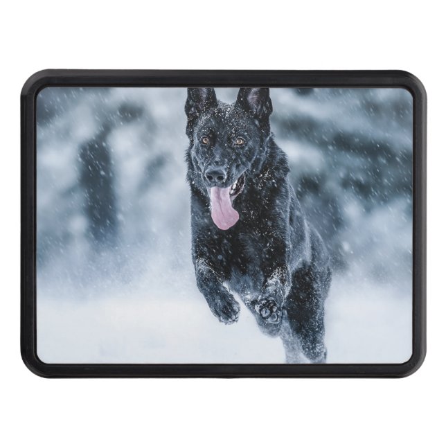 Cubierta Para Remolque Black German Shepherd in snow Duvet Cover (Anverso)