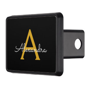 Cubierta Para Remolque Black Gold Modern Script Girly Monograma Nombre
