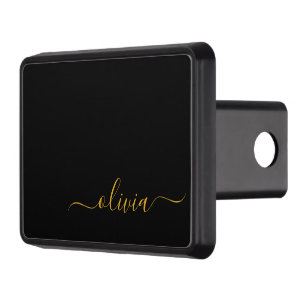 Cubierta Para Remolque Black Gold Modern Script Girly Monograma Nombre