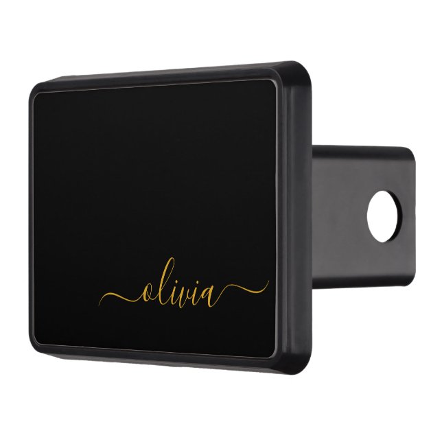 Cubierta Para Remolque Black Gold Modern Script Girly Monograma Nombre (Izquierda)