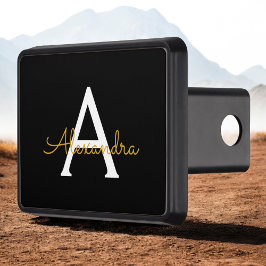 Cubierta Para Remolque Black Gold Modern Script Girly Monograma Nombre