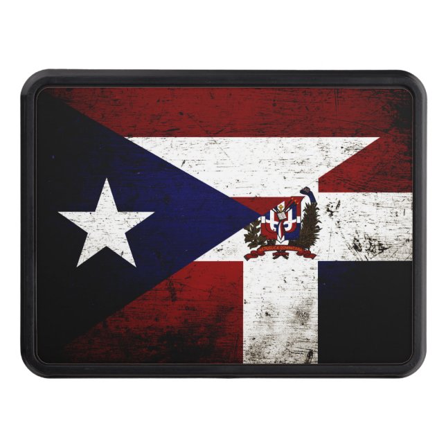 Cubierta Para Remolque Black Grunge Puerto Rico & Dominican Flag (Anverso)