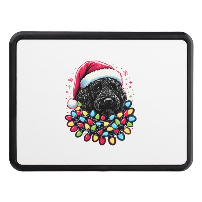 Cubierta Para Remolque Black Labradoodle Christmas Tree Xmas Lights Doodl (Anverso)