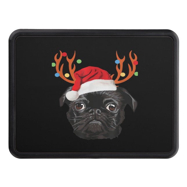 Cubierta Para Remolque Black Pug Santa Christmas Reindeer Christmas Light (Anverso)
