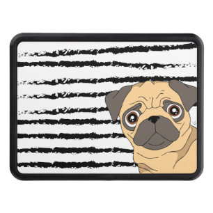 Cubierta Para Remolque Blanco negro a rayas de pug