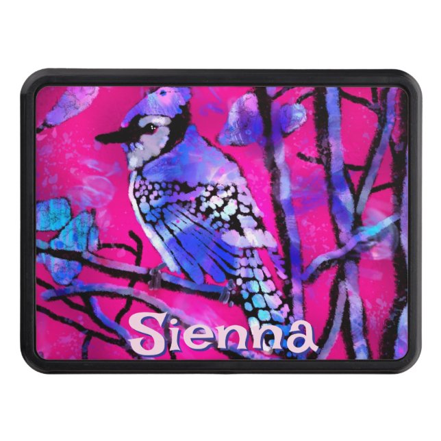 Cubierta Para Remolque Blue Jay Bird Tree Branch Pink Personalized  (Anverso)