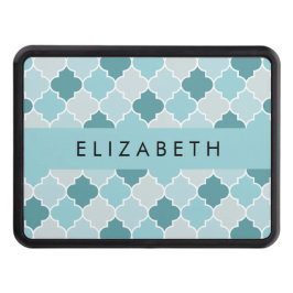 Cubierta Para Remolque Blue Moroccan Trellis, Quatrefoil, tu nombre