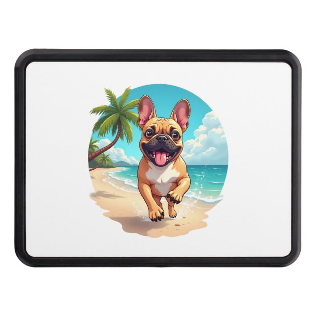 Cubierta Para Remolque Bulldog francés en una playa (Anverso)