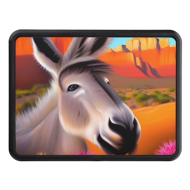 Cubierta Para Remolque Burro lindo con cactus floridos (Anverso)