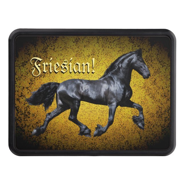 Cubierta Para Remolque Caballo frisón, silueta, oro/negro/negro  (Anverso)