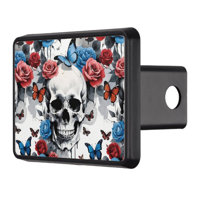 Cubierta Para Remolque Calavera con Rosas y mariposas rojo y azul (Izquierda)