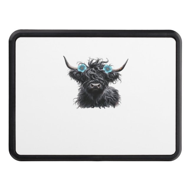 Cubierta Para Remolque Camiseta Watercolor Black Highland Cow Classic (Anverso)