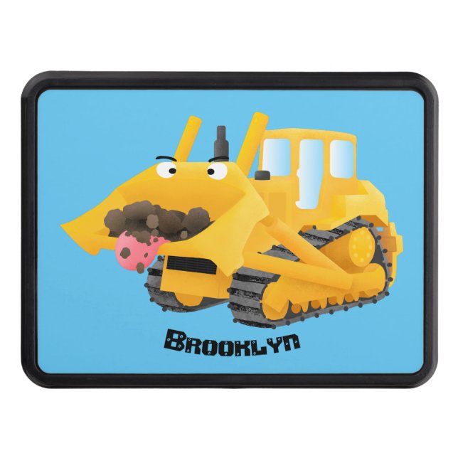Cubierta Para Remolque Caricatura graciosa amarilla con bulldozer (Anverso)