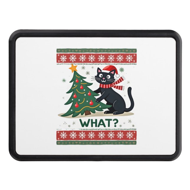 Cubierta Para Remolque Cat What Funny Black Cat Pushing Christmas Tree Ug (Anverso)
