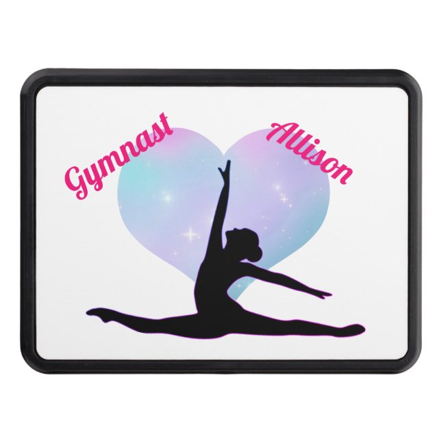 Cubierta Para Remolque Chicas Gimnasia Personalizado Rosa caliente / Blan (Anverso)