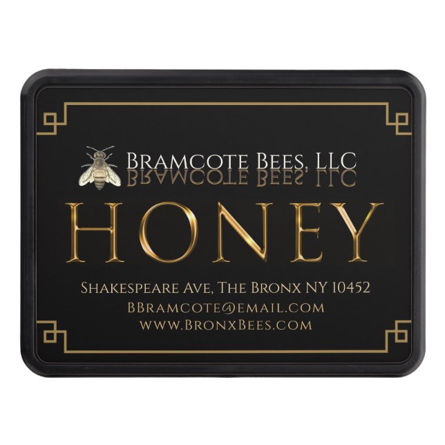 Cubierta Para Remolque Coche Apiary Honey Promocional de Oro y Negro (Anverso)