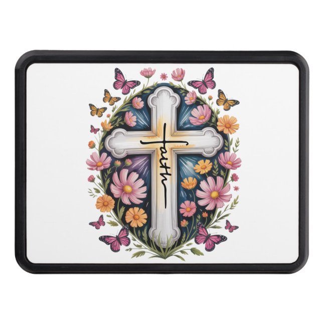 Cubierta Para Remolque Cruz de fe floral (Anverso)