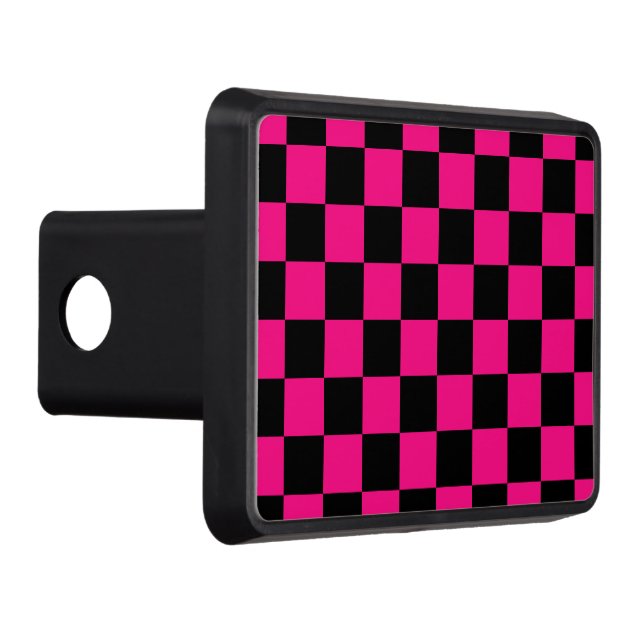 Cubierta Para Remolque Cuadrados controlados retro geométrico negro rosa  (Derecha)