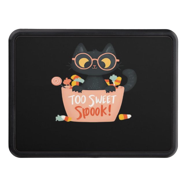 Cubierta Para Remolque Cute gato negro Halloween Candy Too Sweok Spook -  (Anverso)