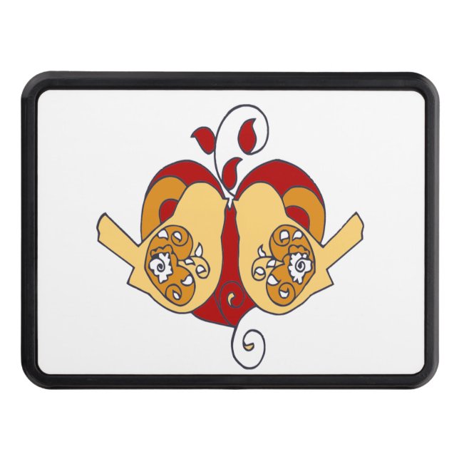Cubierta Para Remolque Cute Love Birds & Heart Red Brown design (Anverso)